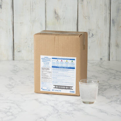 Thick and Easy in box with cup of clear thickened beverage next to it