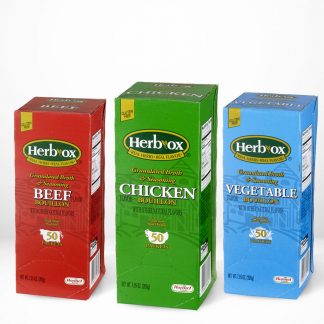 All flavors of Hormel Health Labs Herb-Ox® Instant Broth