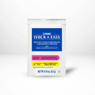 Thick & Easy Instant Food and Beverage Thickener Level 2 & 3 / Nectar 5.5 oz packet on a white table