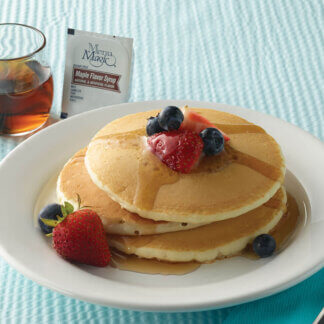 Hormel Health Labs Menu Magic Condiment syrup on pancakes