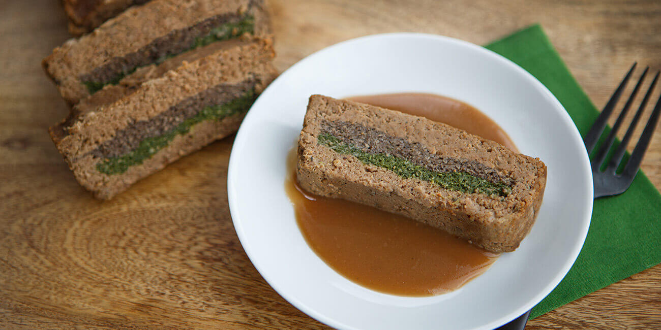 Dysphagia-friendly spinach and mushroom beef roast