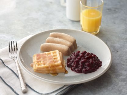 Thick and Easy Shaped Pureed Frozen Breakfast on a table